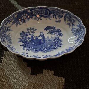 Spode Blue and White Scalloped Serving Dish